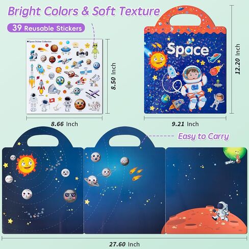 Reusable Sticker Book for Toddlers 2-4 Years, 3 Pack Toddler Sticker Books with 102 PCS Restickable Stickers, Travel Activity Craft Study Toys, Birthday Gift for Kids, Boys, Girls Aged 1-3, 3-5 in Saudi Arabia