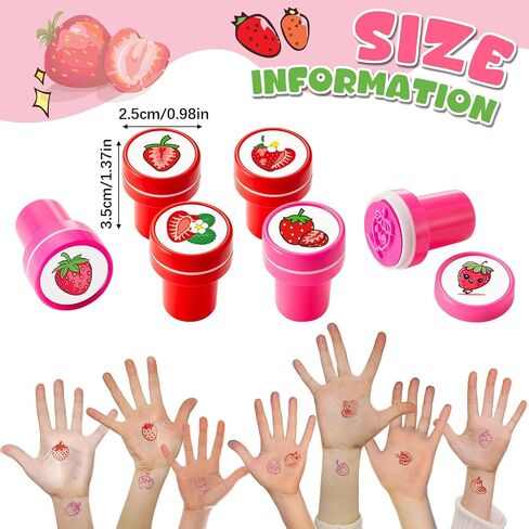 24 PCS Fastrawberry Party Favors Berry First Birthday Party Party Favors Strawberry Mini Stamps for Kids Self Ink Stampers مع 12 تصميمًا للهدية لتوريد المدرسة in Kuwait