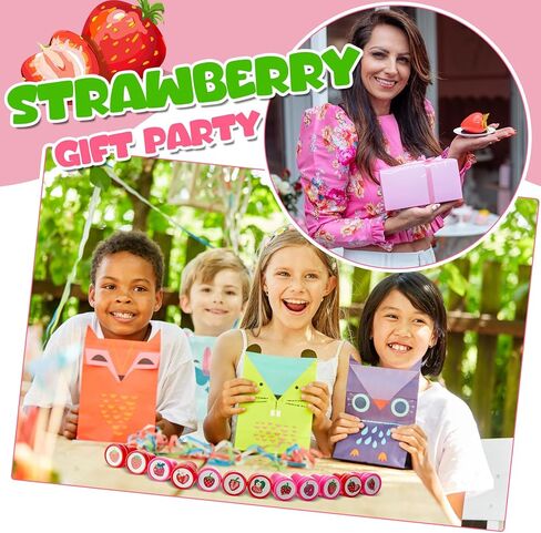 24 PCS Fastrawberry Party Favors Berry First Birthday Party Party Favors Strawberry Mini Stamps for Kids Self Ink Stampers مع 12 تصميمًا للهدية لتوريد المدرسة in Kuwait