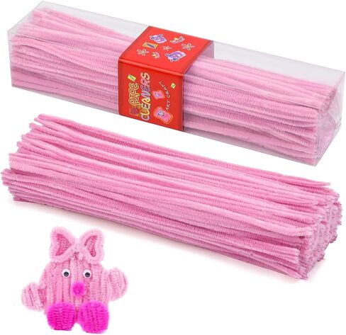 LOKUNN Pipe Cleaners, 200 Pcs Yellow Pipe Cleaners Craft Set, Solid Color Chenille Stems, DIY Arts and Crafts with Adhesive Eyes and Storage Box, Christmas Mother's Day Decoration Art Supplies in Saudi Arabia