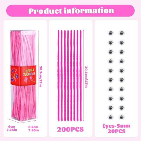 LOKUNN Pipe Cleaners, 200 Pcs Yellow Pipe Cleaners Craft Set, Solid Color Chenille Stems, DIY Arts and Crafts with Adhesive Eyes and Storage Box, Christmas Mother's Day Decoration Art Supplies in Saudi Arabia