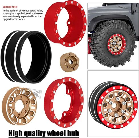 الألومنيوم 1.0 في حافة عجلة Beadlock لـ 1/18 TRX4M 1/24 SCX24 FCX24 RC CRAWLER CAR ، 1.0 إطارات العجلات محور حافة العجلة بوجه ثقيل ، أسود ، أسود in Saudi Arabia