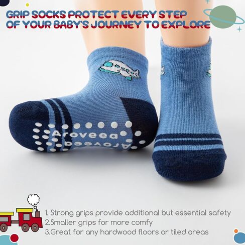 Baby Toddle Socks Grip Non Slip Boys Girls Cotton 12 Pack for 6-12 Months Kids Ankle Cute Socks 6M-7Years in Saudi Arabia