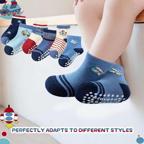 Baby Toddle Socks Grip Non Slip Boys Girls Cotton 12 Pack for 6-12 Months Kids Ankle Cute Socks 6M-7Years in Saudi Arabia