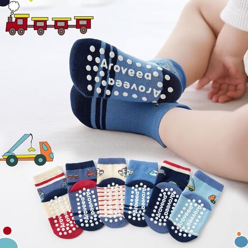 Baby Toddle Socks Grip Non Slip Boys Girls Cotton 12 Pack for 6-12 Months Kids Ankle Cute Socks 6M-7Years in Saudi Arabia