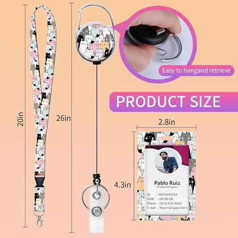 Id Badge Holder with Lanyard,Retractable Badge Holders Reels,Breakaway Lanyards for ID Badges,Cute Fashion Key Chain Keychains,Badge Clips for School Office(Cute Skull Flower) in Saudi Arabia