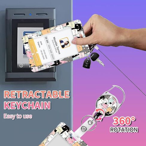 Id Badge Holder with Lanyard,Retractable Badge Holders Reels,Breakaway Lanyards for ID Badges,Cute Fashion Key Chain Keychains,Badge Clips for School Office(Cute Skull Flower) in Saudi Arabia