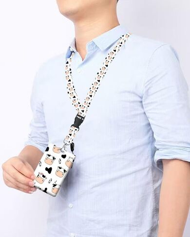 ID Badge Holder with Retractable and Detachable Lanyard, Cute Badge Reel Breakaway Lanyard with Carabiner Clip for Women, Teachers, Nurses, Students, Perfect Work and Office(Black White Cow) in Saudi Arabia
