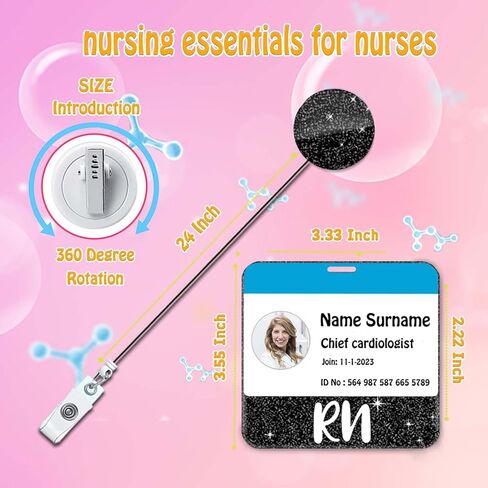 RN BADGE Buddy and Badge Cenly Set أفقي PCT Card Card حامل الأرجواني أكريليك بريق شارة رفاق التمريض. in Kuwait