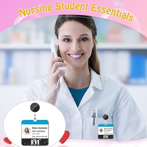 RN BADGE Buddy and Badge Cenly Set أفقي PCT Card Card حامل الأرجواني أكريليك بريق شارة رفاق التمريض. in Kuwait