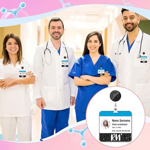 RN BADGE Buddy and Badge Cenly Set أفقي PCT Card Card حامل الأرجواني أكريليك بريق شارة رفاق التمريض. in Kuwait