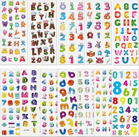 Letters Numbers Stickers for Kids, 24 Sheets 600+ 3D Puffy Numbers and Alphabet Stickers for Toddler Craft Scrapbooking Preschool Reward Goody Bag Stuffers Birthday Gifts in Saudi Arabia