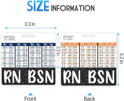 Plifal RN BSN Badge Buddy Card Holder Nursing Accessories Registered Nurse Black Horizontal ID Name Identification Tags Nurse Work W Height & Weight Conversion Charts in Saudi Arabia