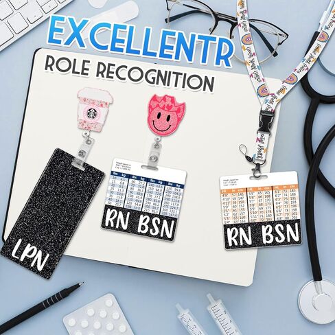 Plifal RN BSN Badge Buddy Card Holder Nursing Accessories Registered Nurse Black Horizontal ID Name Identification Tags Nurse Work W Height & Weight Conversion Charts in Saudi Arabia