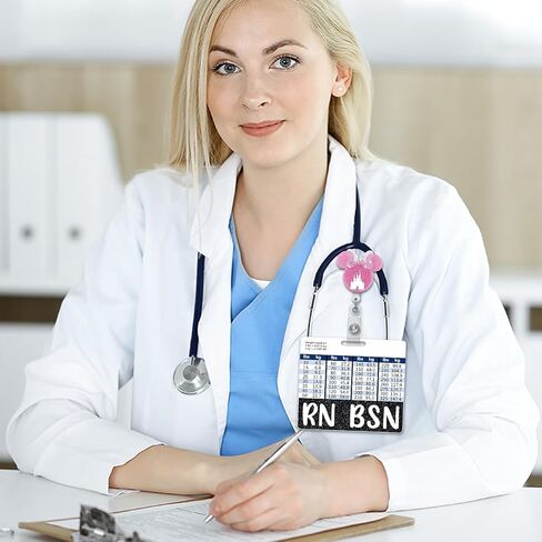 Plifal RN BSN Badge Buddy Card Holder Nursing Accessories Registered Nurse Black Horizontal ID Name Identification Tags Nurse Work W Height & Weight Conversion Charts in Saudi Arabia