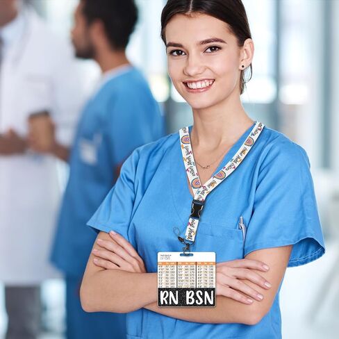 Plifal RN BSN Badge Buddy Card Holder Nursing Accessories Registered Nurse Black Horizontal ID Name Identification Tags Nurse Work W Height & Weight Conversion Charts in Saudi Arabia