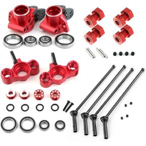 Front Steering Blocks Rear Hubs Wheel Hex Wheel Nut Aluminum CVD Drive Shaft #45 Steel for Arrma Kraton 6S Outcast 6S Notorious 6S Upgrade Parts (Red)