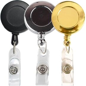 Retractable Badge Holder Carabiner Reel Clip On Id Card Holders (Three-Colour, 3 Pcs)