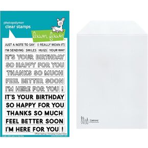 Lawn Fawn 4"x6" Everyday Offset Sayings Clear Stamp Set , Carnora Stamp/Die Storage 6 mil Pocket, Bundle of 2 Items