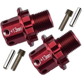 Aluminum Alloy +13mm Wide 17mm splined Wheel hubs Hex Adapters for Traxxas 1/8 4WD Sledge Monster Truck Replace 8654 2pcs - RED