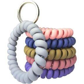 6-Piece Multicolor Stretchable Keychain Wristlet - Flexible Spiral Wrist Coil for Sauna, Gym, Pool, Outdoor Sports
