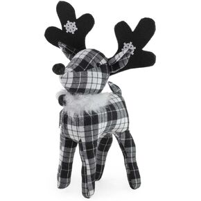 Boston International Christmas Tabletop Décor, 16-Inches, Serena The Black & White Plaid Deer