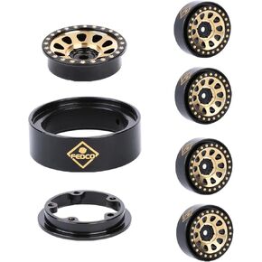 SCX24 عجلات 1.0 Beadlock Wheels 51G نحاس نحاسي لترقيات AX24 SCX24 1/24 RC Crawler