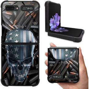 Case Compatible with Samsung Galaxy Z Flip 5G Case,Classic Wood Grain Old Flag Luxury Pattern Design for Man Boys Girls Dual Layer Shockproof Rugged Cover Bumper Cool