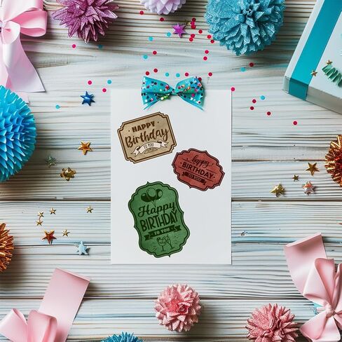 GLOBLELAND Birthday Vintage Labels Clear Stamp for Card Making, Birthday Party Greetings Tags, Silicone Clear Stamp Seal, DIY Scrapbooking Journal Album Decor in Kuwait