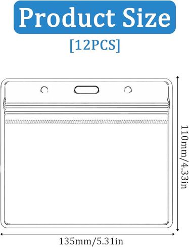 12 PCS شارة صافية الأكمام الشارة البلاستيكية حامل بطاقة بطاقة هوية حامل الشارة الأفقية حامل المعرف 5.31 × 4.33 بوصة علامات اسم ماء العلامات شارة حاملي الأكمام البلاستيكية in Kuwait