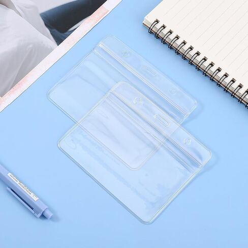 12 PCS شارة صافية الأكمام الشارة البلاستيكية حامل بطاقة بطاقة هوية حامل الشارة الأفقية حامل المعرف 5.31 × 4.33 بوصة علامات اسم ماء العلامات شارة حاملي الأكمام البلاستيكية in Kuwait