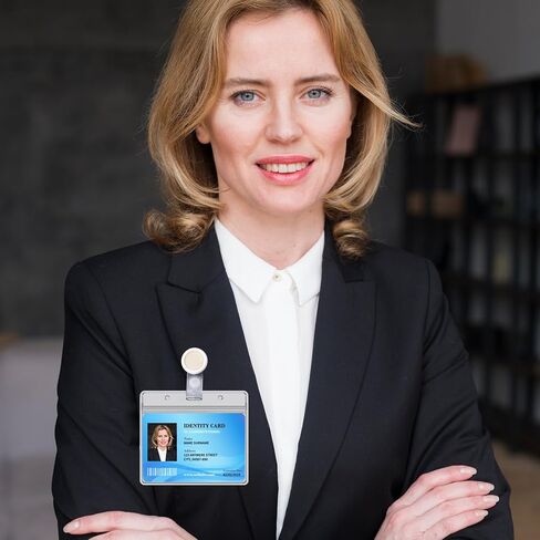 12 PCS شارة صافية الأكمام الشارة البلاستيكية حامل بطاقة بطاقة هوية حامل الشارة الأفقية حامل المعرف 5.31 × 4.33 بوصة علامات اسم ماء العلامات شارة حاملي الأكمام البلاستيكية in Kuwait