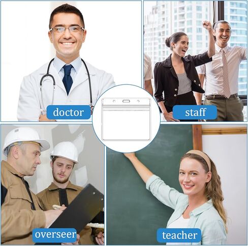 12 PCS شارة صافية الأكمام الشارة البلاستيكية حامل بطاقة بطاقة هوية حامل الشارة الأفقية حامل المعرف 5.31 × 4.33 بوصة علامات اسم ماء العلامات شارة حاملي الأكمام البلاستيكية in Kuwait