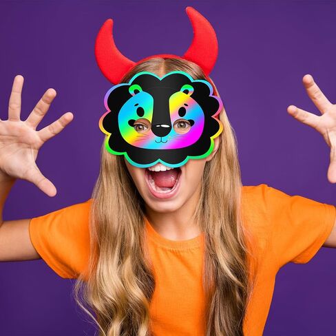 60 أجهزة كمبيوتر خدش ورقة أخطاف حيوانات المحيطات قناع الورق DIY طقم للحرف للباس الحفلات لصالح تلوين نشاط الزخارف (البطل) in Kuwait