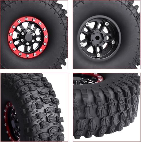 1.9 Beadlock Wheels & Mud Tires 4.7 Inch OD 1/10 Crawler for Traxxas TRX4 Axial SCX10 Wraith Redcat Gen8(Black) in Kuwait