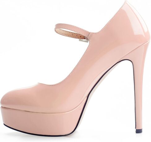 يا Mispares Round Round Toe Platform مضخات 5 بوصات من الخناصة عالية الكعب ماري جين مضخ in Kuwait