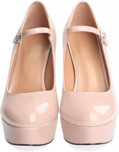 يا Mispares Round Round Toe Platform مضخات 5 بوصات من الخناصة عالية الكعب ماري جين مضخ in Kuwait