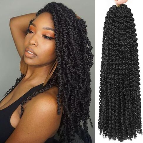 Short Passion Twist Hair 12 Inch 8 Packs Passion Twist Crochet Hair For Women Curly Water Wave Braiding Hair Spring Twist Hair Crochet Braids Synthetic Hair Extension (12 Inch (Pack of 8), 1B#) in Saudi Arabia
