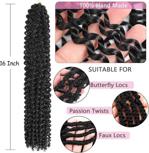 Short Passion Twist Hair 12 Inch 8 Packs Passion Twist Crochet Hair For Women Curly Water Wave Braiding Hair Spring Twist Hair Crochet Braids Synthetic Hair Extension (12 Inch (Pack of 8), 1B#) in Saudi Arabia