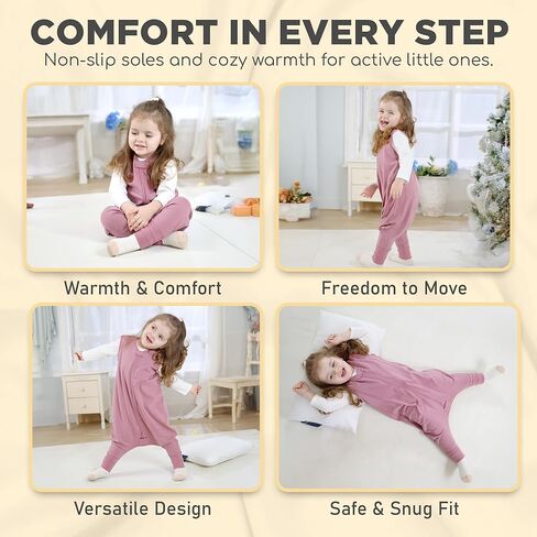 Mama Cheetah Toddler Sleep Sack with Feet, Long Sleeve 1.0 TOG Organic Cotton Baby Sleeping Bag with Legs, Wearable Blanket for Walkers w/ 2-Way Zipper, Toddler Blanket for Girls & Boys 4-5T in Kuwait