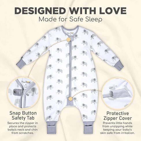 Mama Cheetah Toddler Sleep Sack with Feet, Long Sleeve 1.0 TOG Organic Cotton Baby Sleeping Bag with Legs, Wearable Blanket for Walkers w/ 2-Way Zipper, Toddler Blanket for Girls & Boys 4-5T in Kuwait