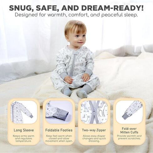 Mama Cheetah Toddler Sleep Sack with Feet, Long Sleeve 1.0 TOG Organic Cotton Baby Sleeping Bag with Legs, Wearable Blanket for Walkers w/ 2-Way Zipper, Toddler Blanket for Girls & Boys 4-5T in Kuwait