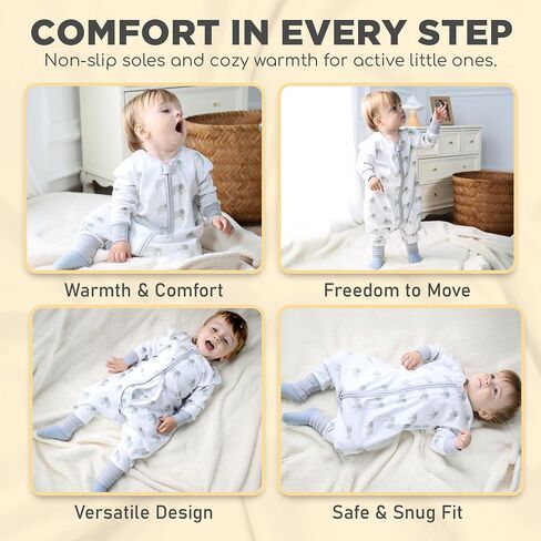 Mama Cheetah Toddler Sleep Sack with Feet, Long Sleeve 1.0 TOG Organic Cotton Baby Sleeping Bag with Legs, Wearable Blanket for Walkers w/ 2-Way Zipper, Toddler Blanket for Girls & Boys 4-5T in Kuwait