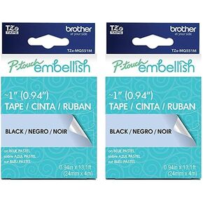 Brother P-Touch Embellish Black Print on Tan Paws Patterned Tape TEMPTP31 – ~½" Wide x 13.1’ Long for use with P-Touch Embellish Ribbon & Tape Printer