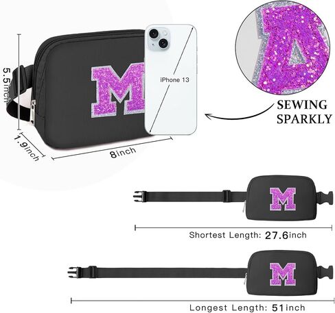 Letter Belt Bag Crossbody Initial Fanny Waist Pack Travel 6 7 8 9 10 11 12 13 14 Year Old Girl Trendy Teen Stuff Birthday Christmas Gifts Preppy Personalized Cute Girly Fashion Purple A in Kuwait