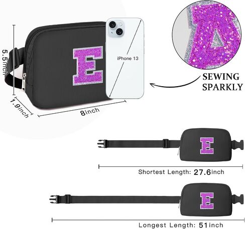 Letter Belt Bag Crossbody Initial Fanny Waist Pack Travel 6 7 8 9 10 11 12 13 14 Year Old Girl Trendy Teen Stuff Birthday Christmas Gifts Preppy Personalized Cute Girly Fashion Purple A in Saudi Arabia