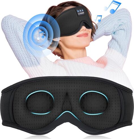 LC-dolida Sleep Headphones, Sleep Mask Bluetooth Wireless Music Eye Mask, Sleeping Headphones for Side Sleepers Sleep Mask with Bluetooth Headphones Ultra-Thin Stereo Speakers Perfect for Sleeping in Kuwait