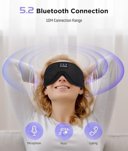 LC-dolida Sleep Headphones, Sleep Mask Bluetooth Wireless Music Eye Mask, Sleeping Headphones for Side Sleepers Sleep Mask with Bluetooth Headphones Ultra-Thin Stereo Speakers Perfect for Sleeping in Kuwait