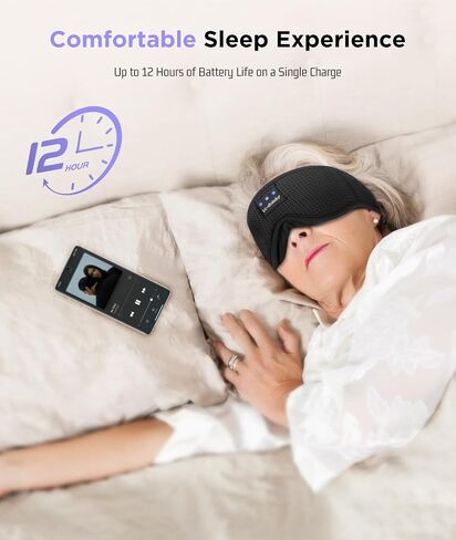 LC-dolida Sleep Headphones, Sleep Mask Bluetooth Wireless Music Eye Mask, Sleeping Headphones for Side Sleepers Sleep Mask with Bluetooth Headphones Ultra-Thin Stereo Speakers Perfect for Sleeping in Kuwait