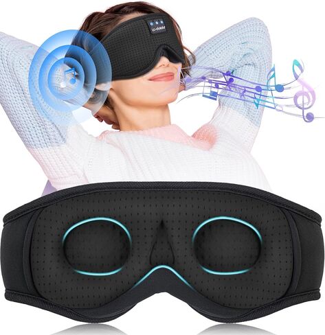LC-dolida Sleep Headphones, Sleep Mask Bluetooth Wireless Music Eye Mask, Sleeping Headphones for Side Sleepers Sleep Mask with Bluetooth Headphones Ultra-Thin Stereo Speakers Perfect for Sleeping in Kuwait